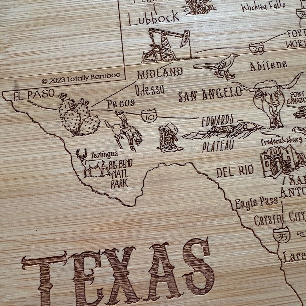 Texas Engraved Bamboo Cutting Board - Picture 4 of 4